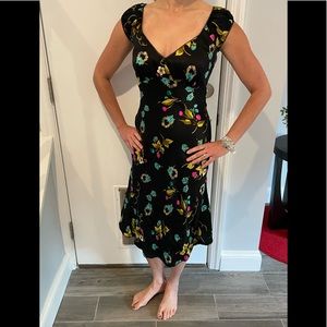 Betsey Johnson RARE silk milk maid slip dress. Fruit & floral print. Sz 6